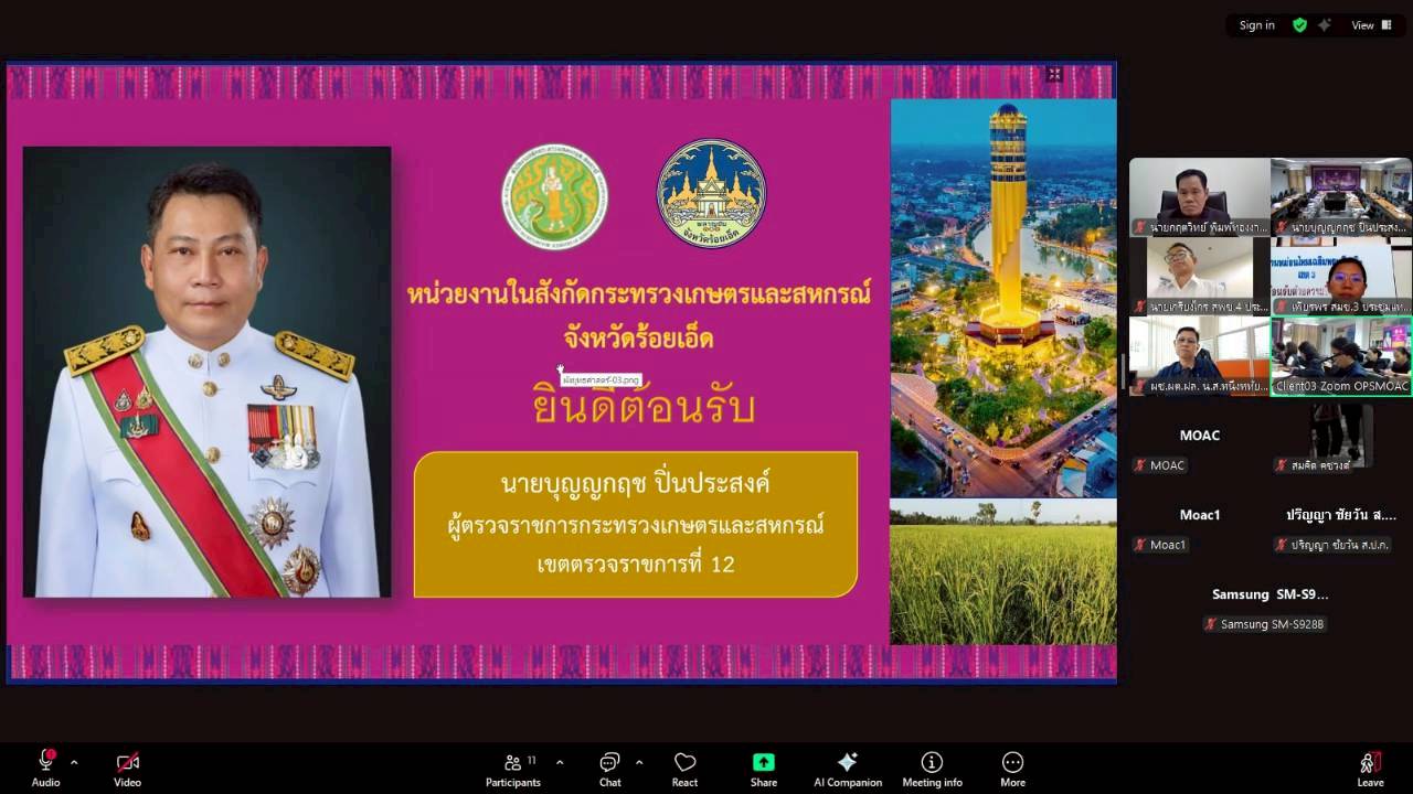 title - ผู้ตรวจราชการ ส.ป.ก. เข้าร่วมการประชุมตรวจติดตามการดำเนินงานตามแผนการตรวจราชการ ของผู้ตรวจราชการกระทรวงเกษตรและสหกรณ์ ประจำปีงบประมาณ พ.ศ. 2569 รอบที่ 1 ในเขตตรวจราชการที่ 12 จังหวัดร้อยเอ็ด 